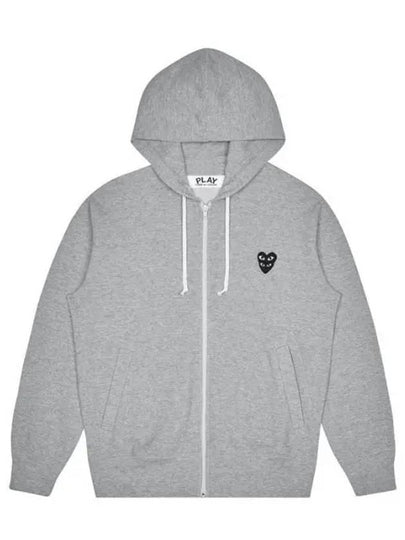 Men's Black Double Heart Waffen Zip Up Hoodie Grey - COMME DES GARCONS - BALAAN 2