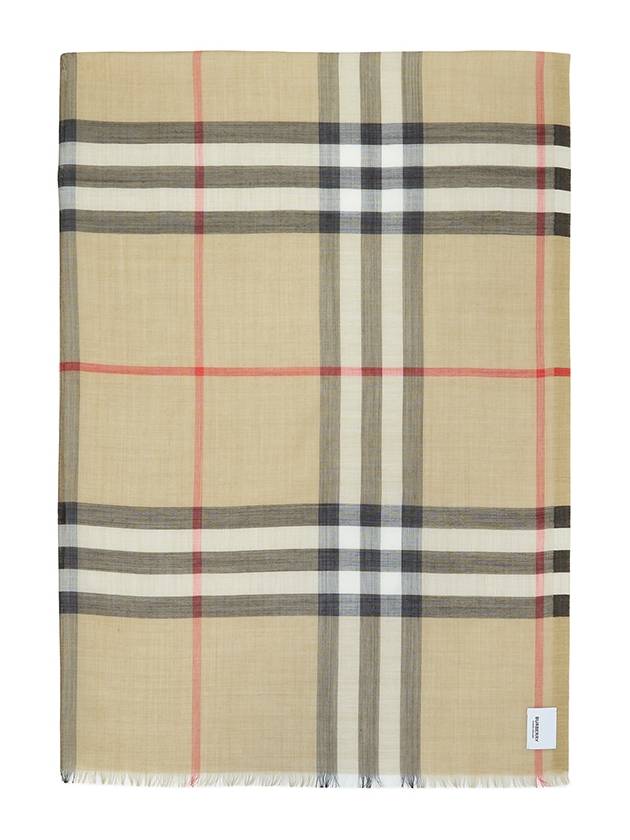 Check Wool Silk Scarf Beige - BURBERRY - BALAAN 2