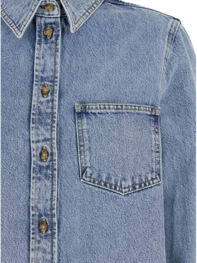 Light Blue Shirt With Patch Pocket In Denim Woman - TOTEME - BALAAN 3