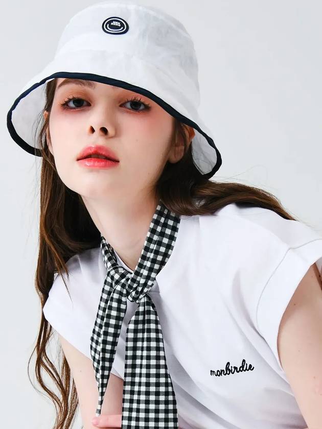 Windproof color combination string bucket hat WHITE - MONBIRDIE GOLF - BALAAN 9