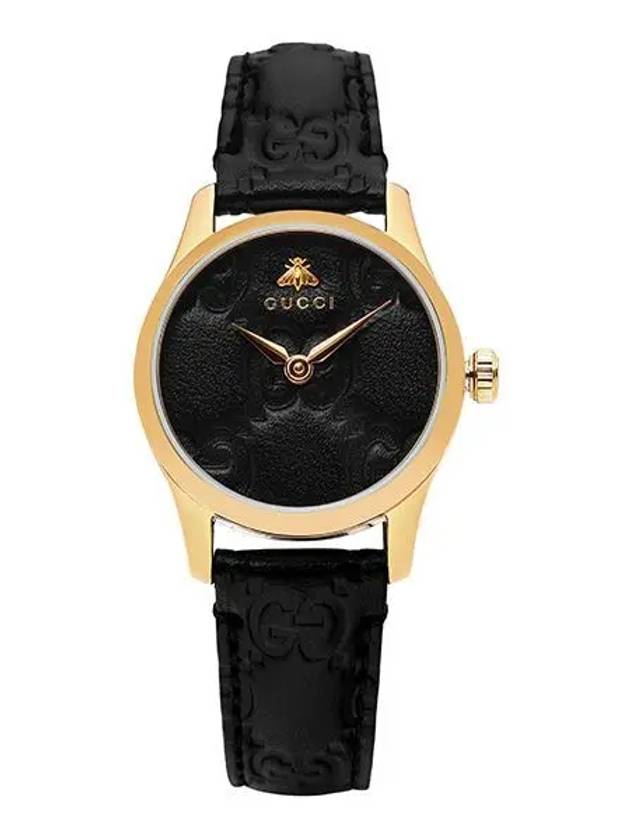 G-Timeless Leather Quartz Watch Black - GUCCI - BALAAN 2