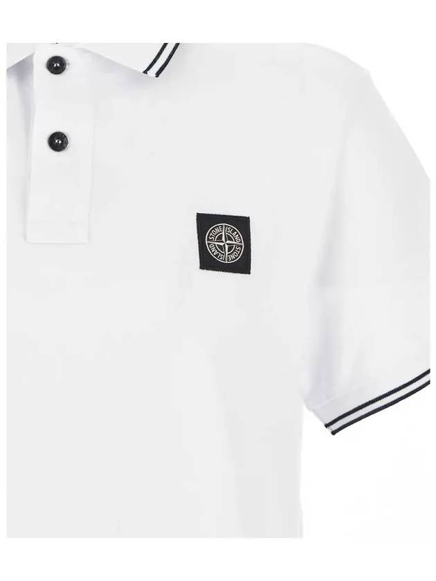 Logo Patch Short Sleeve Polo Shirt White - STONE ISLAND - BALAAN 5