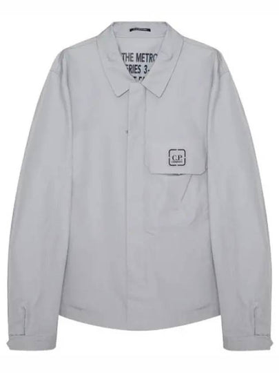 Metropolis Logo Patch Shirt Zip Up Jacket Grey - CP COMPANY - BALAAN 2