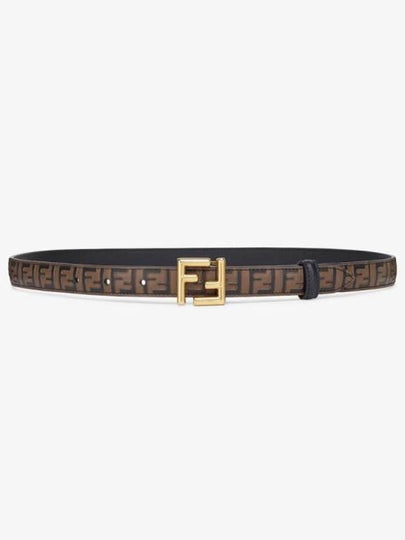 FF Square Stud Buckle Leather Belt Brown - FENDI - BALAAN 2