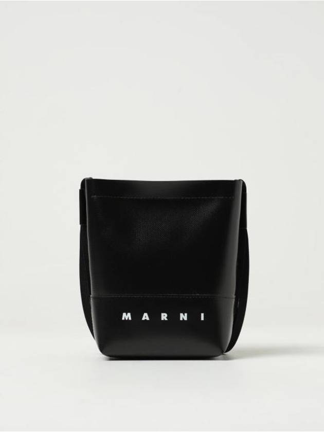 Logo Print Shoelace Strap Cross Bag Black - MARNI - BALAAN 2