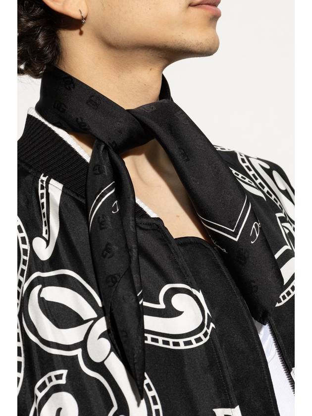 Dolce & Gabbana Silk Scarf With Monogram, Men's, Black - DOLCE&GABBANA - BALAAN 2