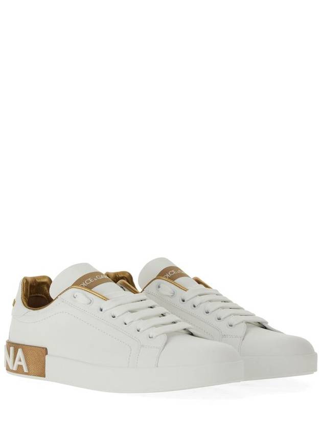 Metallic Logo Low Top Sneakers White - DOLCE&GABBANA - BALAAN 8