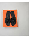 Oran Calfskin Slippers Noir Piqures Ecrues Black - HERMES - BALAAN 3