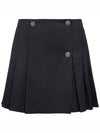 Button Detail Pleated Skirt Black - BOTTEGA VENETA - BALAAN 1