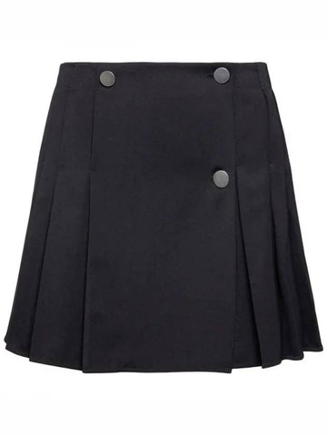 Button Detail Pleated Skirt Black - BOTTEGA VENETA - BALAAN.