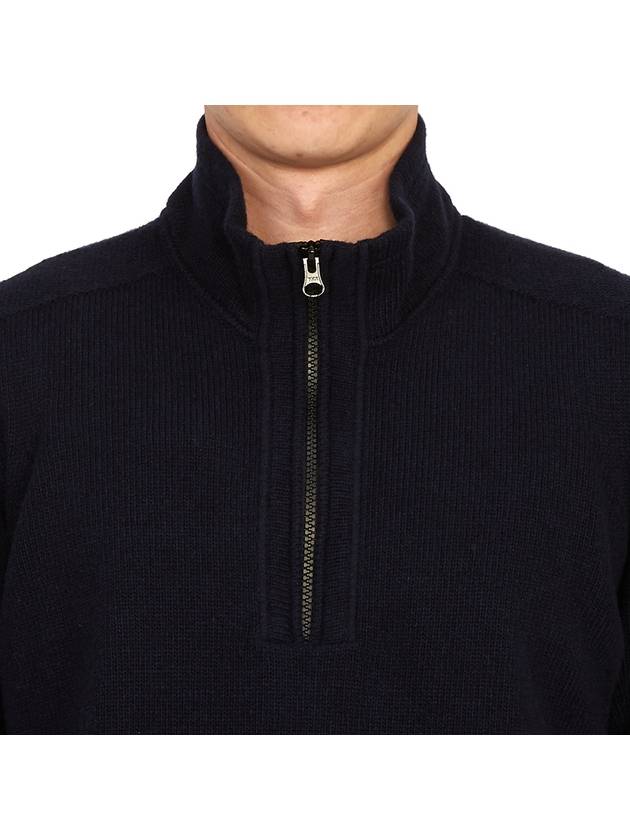 Wappen Patch Lambswool Half-Zip Knit Top Navy - STONE ISLAND - BALAAN 7