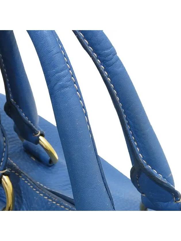 BN1713 VIT DAINO Ocean Blue Leather Gold Logo Tote Bag Shoulder Strap 2WAY - PRADA - BALAAN 5