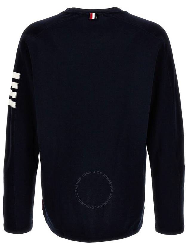 4-Bar Striped Cotton Long Sleeve T-Shirt Navy - THOM BROWNE - BALAAN 3