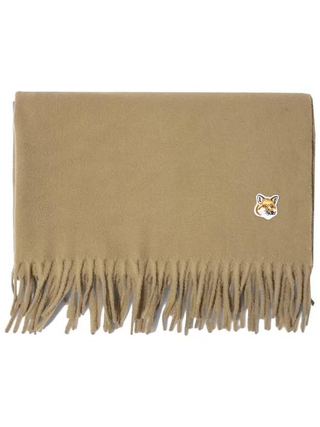 Small Fox Head Patch Wool Muffler Beige - MAISON KITSUNE - BALAAN 3