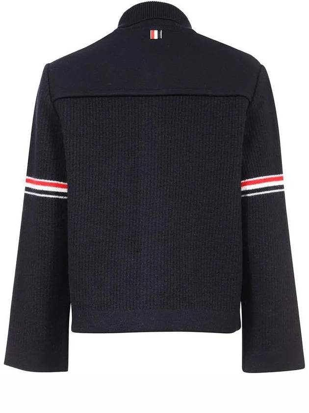 Men's Voile Wool Stripe Workman Jacket Navy - THOM BROWNE - BALAAN 4