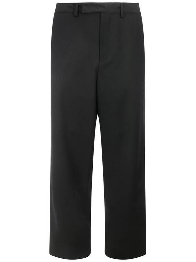 Men's Bag Triangle Logo Wool Straight Pants Black - PRADA - BALAAN.