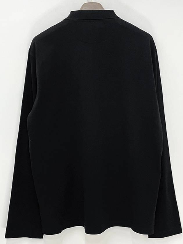 Triangle Logo Long Sleeve Polo Shirt Black - PRADA - BALAAN 4