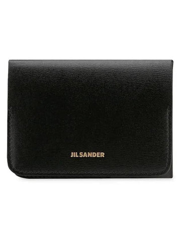 Nappa Leather Logo Folded Card Wallet Black - JIL SANDER - BALAAN 1