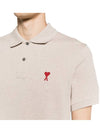 Men's Heart Logo Polo Shirt Beige - AMI - BALAAN 6