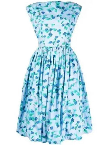 Floral Balloon Fit Midi Dress Light Blue - MARNI - BALAAN 1