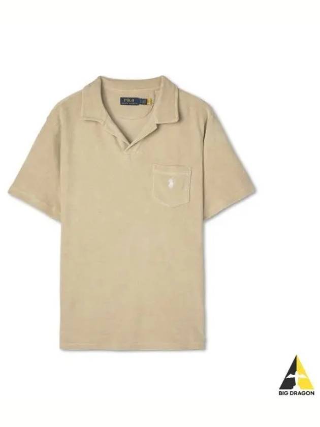 Custom Slim Fit Terry Polo Shirt Brown - POLO RALPH LAUREN - BALAAN 1