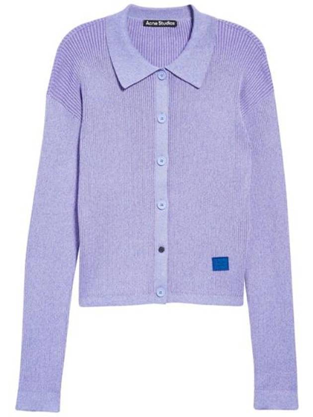 Ribbed Knit Collar Cardigan Purple - ACNE STUDIOS - BALAAN 1