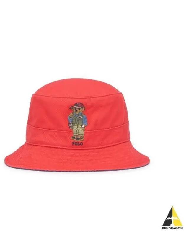 Polo Bear Twill Bucket Hat Red - POLO RALPH LAUREN - BALAAN 1