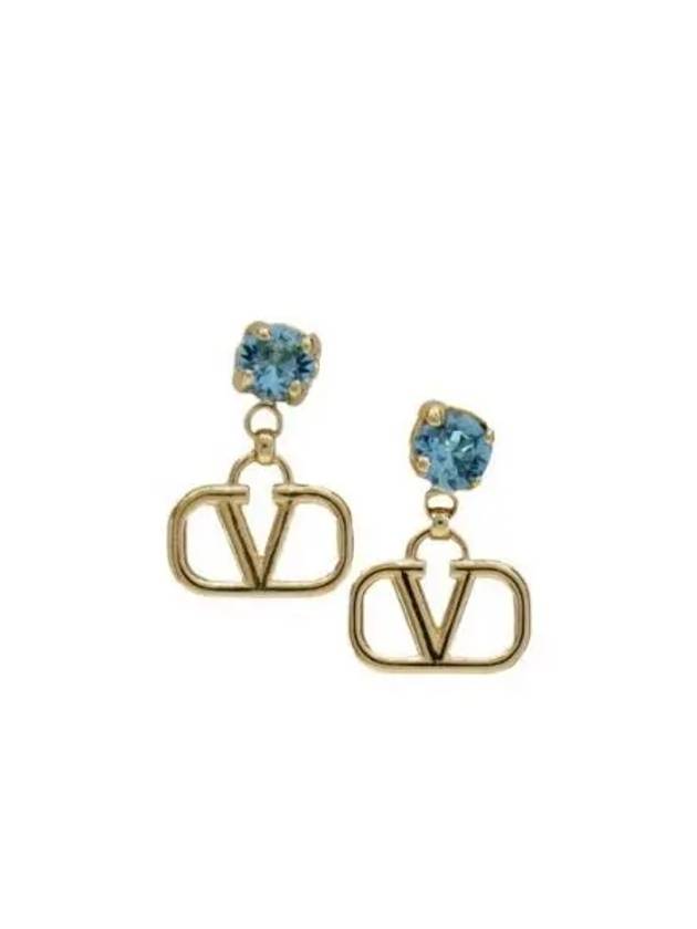 Metal Swarovski Crystal V Logo Earrings Gold - VALENTINO - BALAAN 1