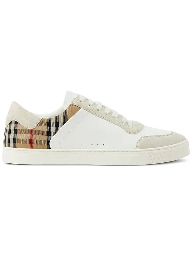 Check Leather Suede Sneakers Natural White Archive Beige - BURBERRY - BALAAN 3