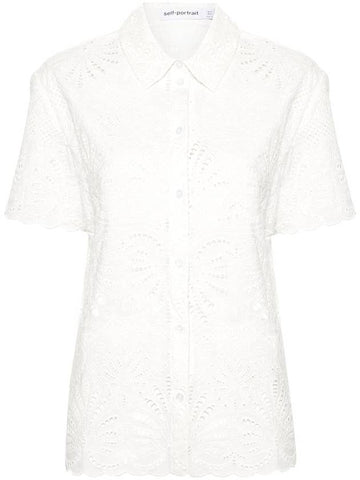 Self-Portrait White Cotton Embroidery Top Clothing - SELF PORTRAIT - BALAAN 1