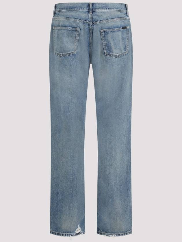 Cotton Straight Leg Jeans Blue - SAINT LAURENT - BALAAN 3