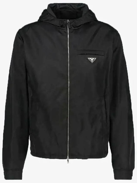 Men's Re-Nylon Hooded Zip Jacket Black - PRADA - BALAAN 2