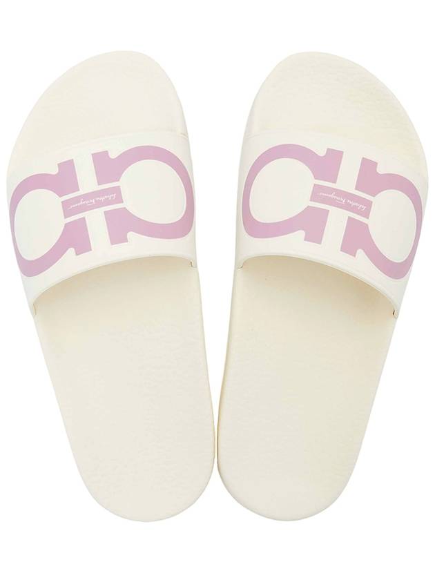 Salvatore Gancini Printing Band Rubber Slippers White Pink - SALVATORE FERRAGAMO - BALAAN.