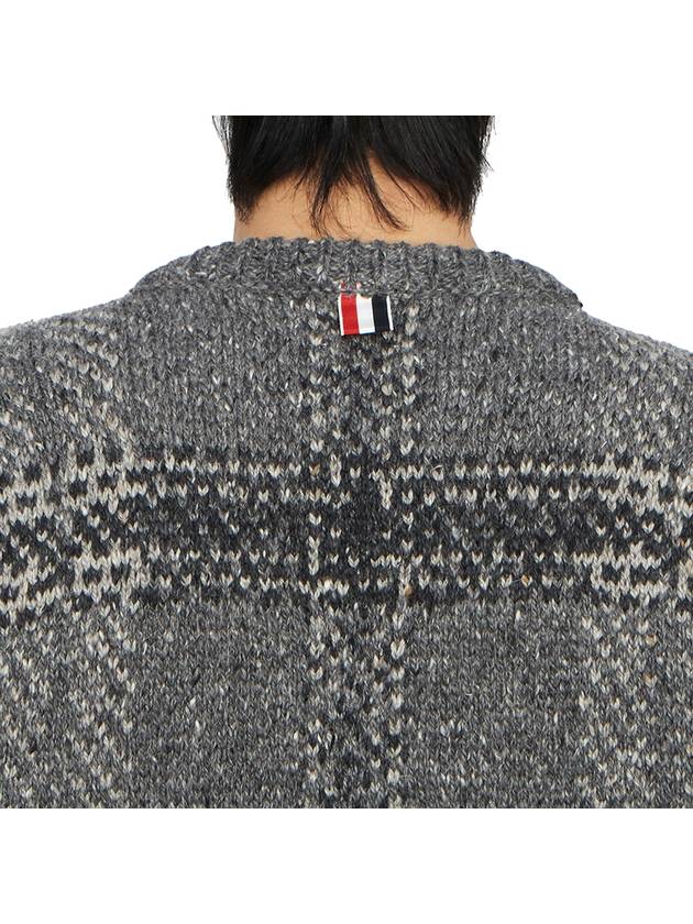 Tartan Check Jacquard Wool Mohair Knit Top Grey - THOM BROWNE - BALAAN 8