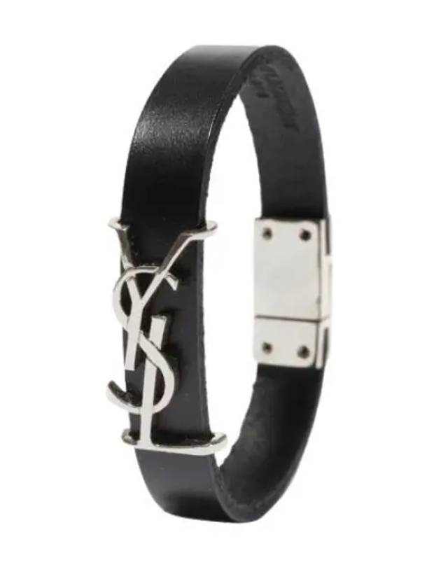 Monogram Leather Bracelet Black - SAINT LAURENT - BALAAN 2