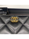 19 Chain Logo Quilting Large Lamskin Clutch Back Black - CHANEL - BALAAN 4