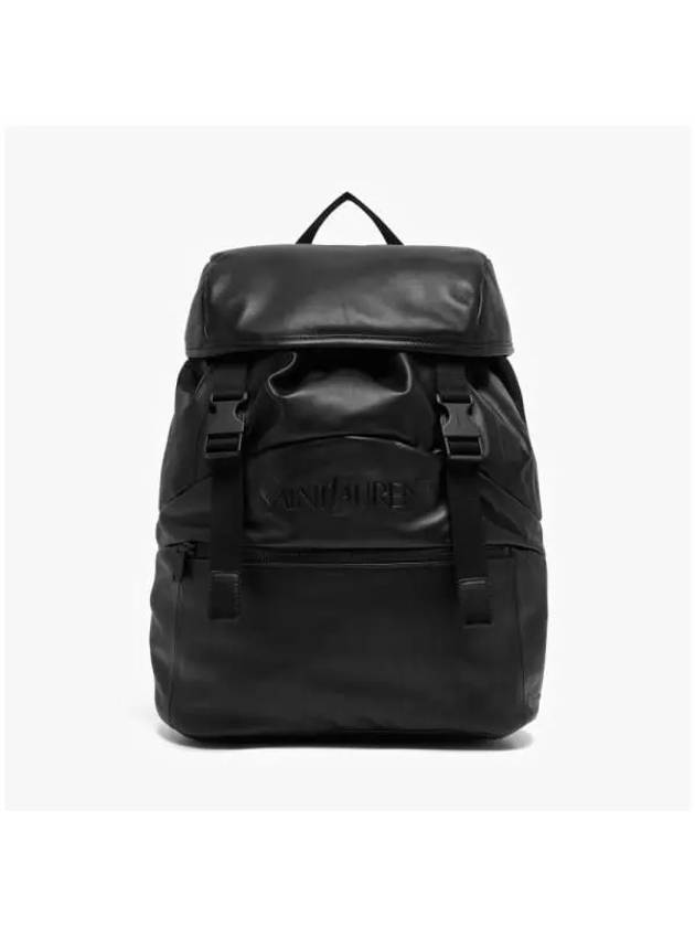 Grained Leather Backpack Black - SAINT LAURENT - BALAAN 3