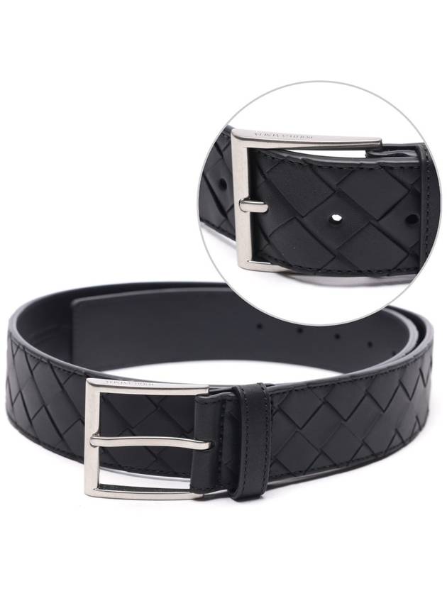 Intrecciato Buckle Leather Belt Black - BOTTEGA VENETA - BALAAN 2