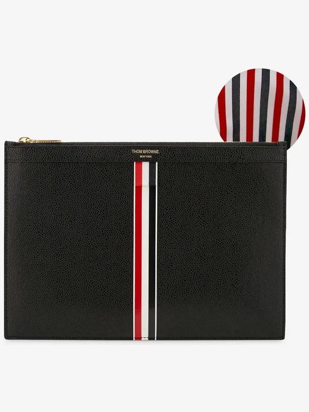 Intarsia Stripe Clutch Bag Black - THOM BROWNE - BALAAN 3