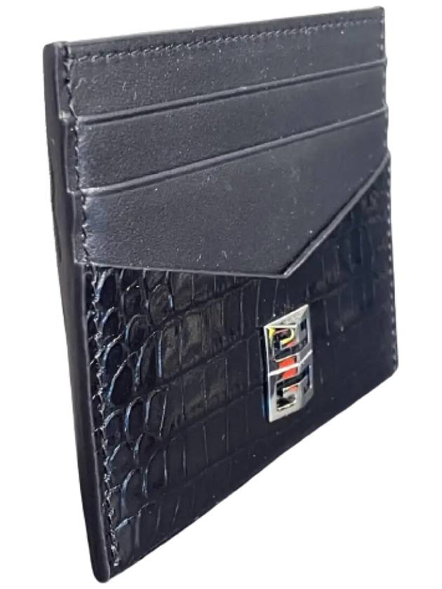 Crocodile Style Leather Card Wallet Black - GIVENCHY - BALAAN 3