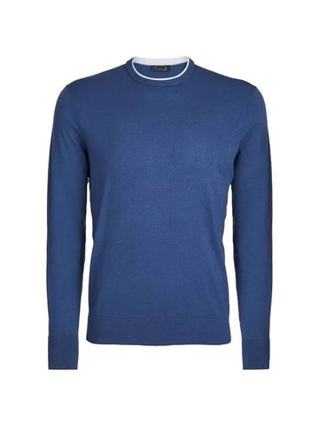 Men's Merino Wool Blend Crewneck Sweater Blue - G/FORE - BALAAN 1