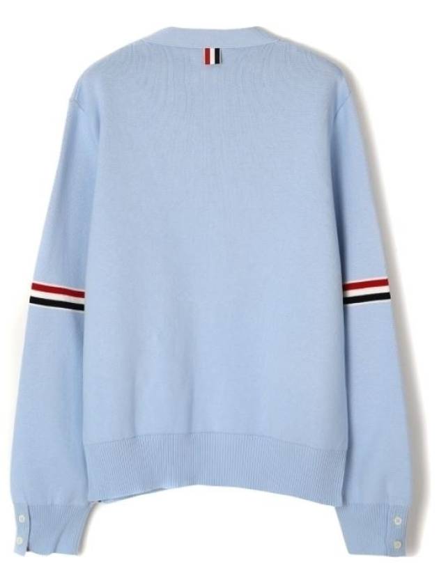 Milano Stitch Sprite Armband Cotton V-neck Cardigan Light Blue - THOM BROWNE - BALAAN 3