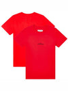 Reverse Embroidered Logo Stitched Cotton Short Sleeve T-Shirt Red - MAISON MARGIELA - BALAAN 2