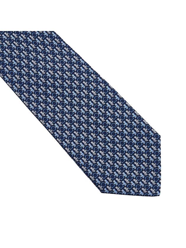 Bear Logo Print Silk Tie Navy - SALVATORE FERRAGAMO - BALAAN 6