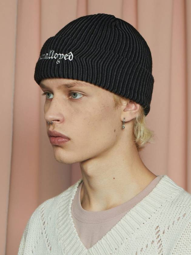 Embroidered Logo Beanie Black - UNALLOYED - BALAAN 3