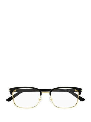 Eyewear Logo Square Eyeglasses Black Gold - GUCCI - BALAAN 1