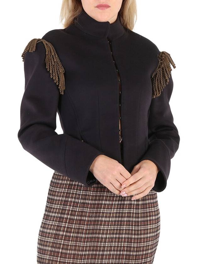 Burberry Ladies Dark Navy Braid Detail Military Wool Jacket, Brand Size 36 (US Size 2) - BURBERRY - BALAAN 1