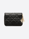 Lady Voyageur Cannage Lambskin Small Coin Wallet Black - DIOR - BALAAN 4