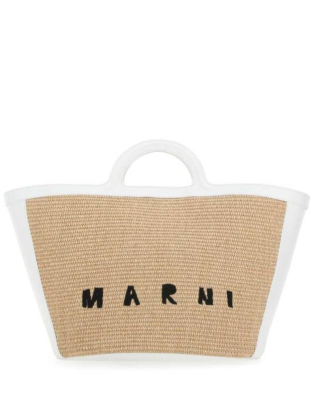 Tropicalia Embroidered Logo Raffia Tote Bag Beige - MARNI - BALAAN 2