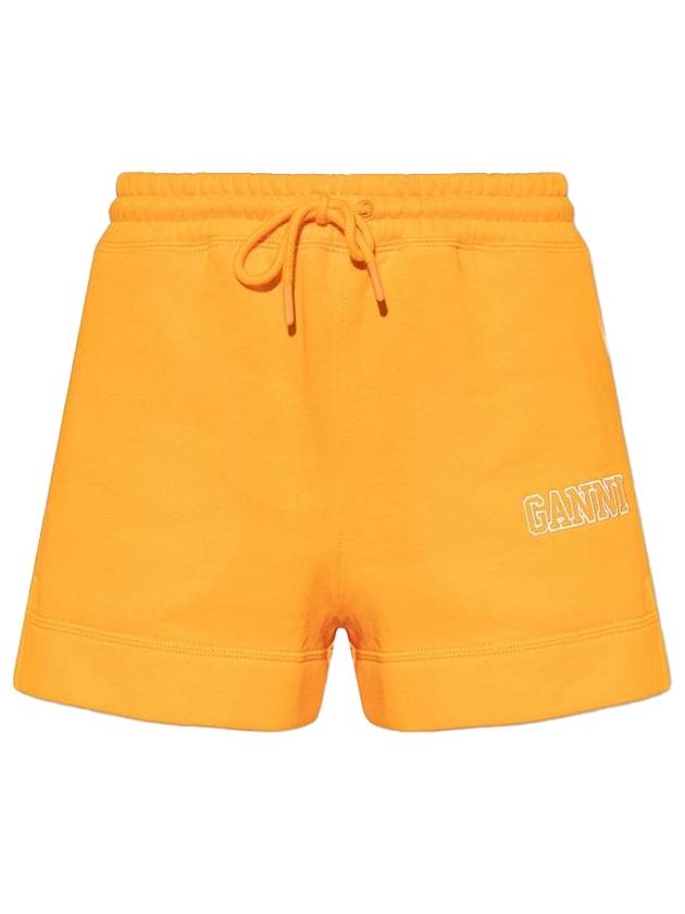 Logo Banding Shorts Orange - GANNI - BALAAN 1